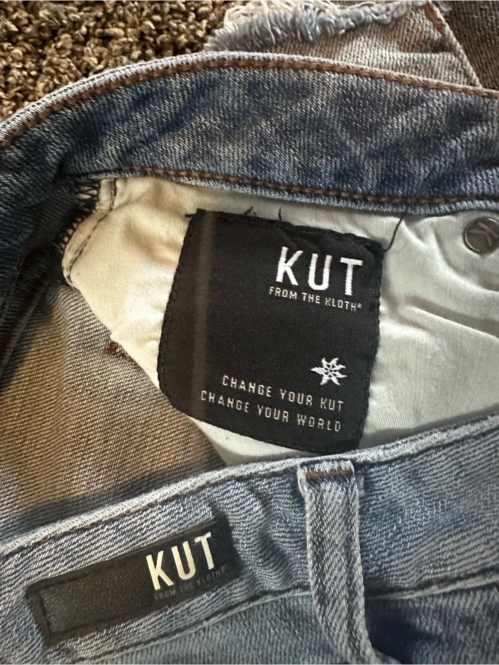 Kut from the Kloth Light Blue Straight Leg Distressed Jeans